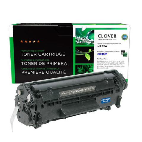 Clover Technologies Group, LLC Remanufactured Extended Yield Toner Cartridge (Alternative for HP Q2612A 12A) (4000 Yield)