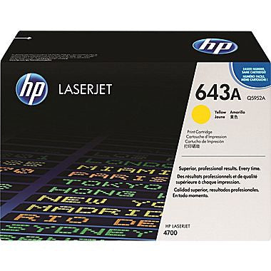 HP 643A (Q5952A) Yellow Original LaserJet Toner Cartridge (10000 Yield), COLOR LASERJET 4700